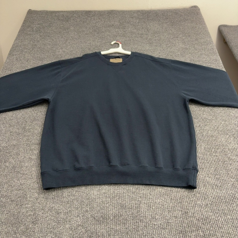 LL Bean Sweatshirt Mens XX-Large Navy Blue Cotton Blend Crewneck Casual Style